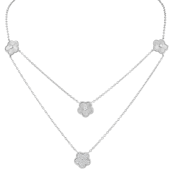CZ by Kenneth Jay Lane Five-Clover Pendant Necklace with CZ Center Stone