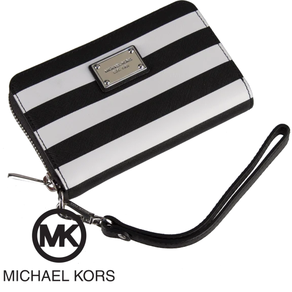 Michael Kors Essential Zip Wallet Black & White Saffiano