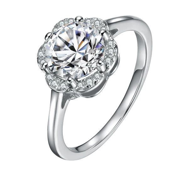 Stella Valentino 3.5 Carat Round Moissanite Cluster Engagement Ring