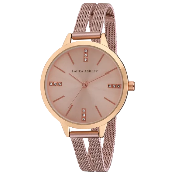 Laura Ashley Split Mesh Band Sunray Dial Watch