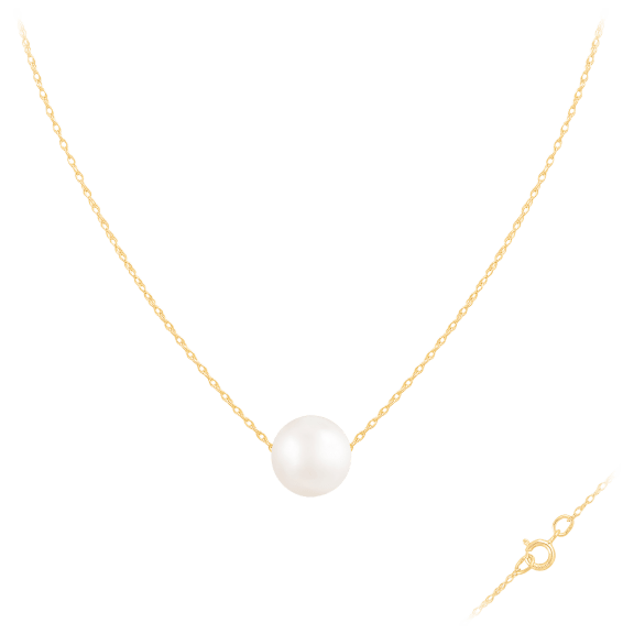 Splendid Pearls Slider Pendant Necklace in 14K Yellow Gold