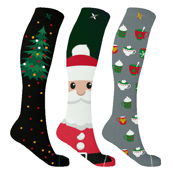 3-Pack: Extreme Fit Holiday & Christmas Knee-High Compression Socks