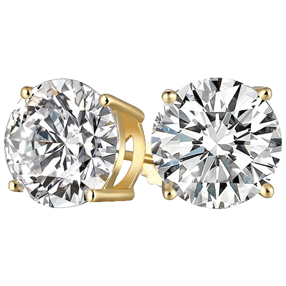 Golden NYC Jewelry CZ Princess Cut Stone Stud Earrings