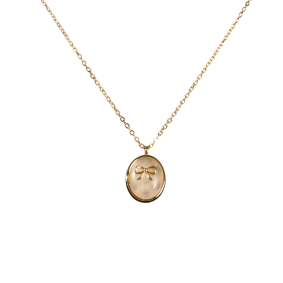 LOREN + OLIVIA Hope Clear Quartz Bow Icon Necklace