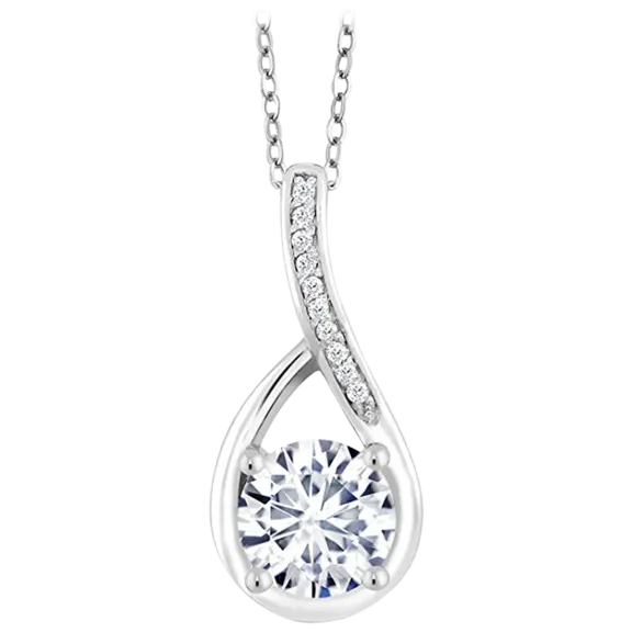 Golden NYC Jewelry White Cubic Zirconia Pave Teardrop Necklace