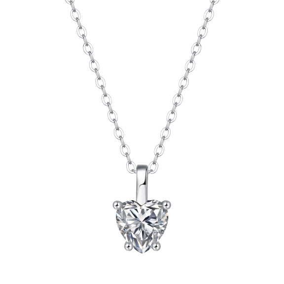 Stella Valentino Collar Colgante de Corazón Solitario con Moissanita de 1 CT