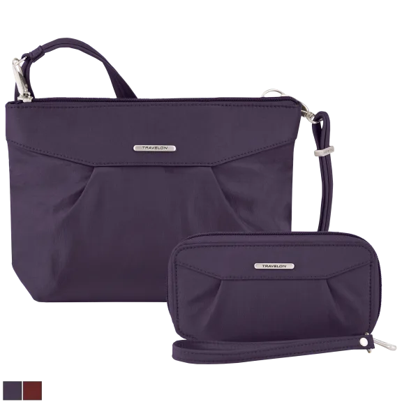 Travelon Anti-Theft Compact Crossbody Bag + RFID Clutch Set