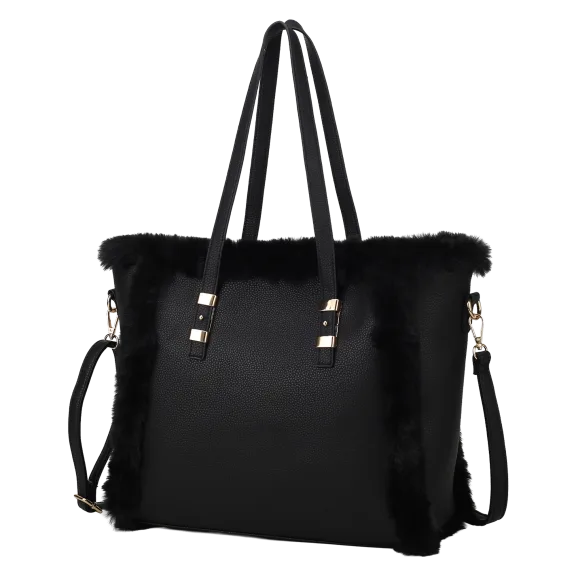 MKF Collection Liza Vegan Leather & Faux Fur Trim Tote Bag by Mia K
