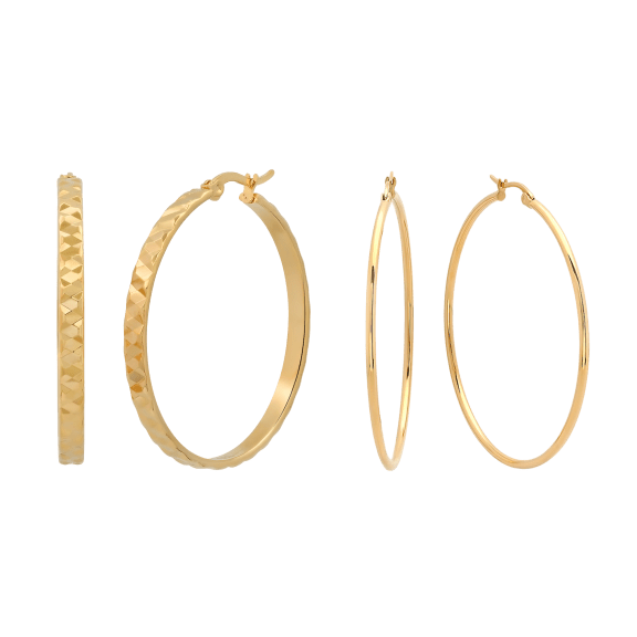 Steeltime Set de 2 Aros Martillados y Delgados