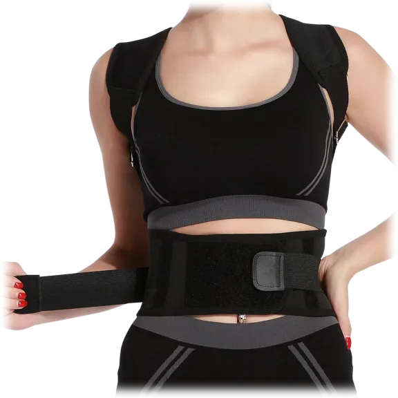 Adjustable Posture-Support Brace and Double-Compression Belt