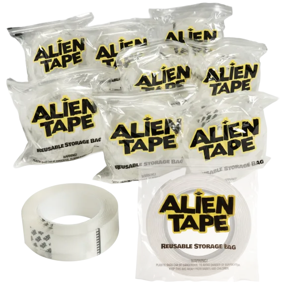 10-Pack: Bell & Howell Reusable Double-Sided Alien Tape with Nano-Grip Tech