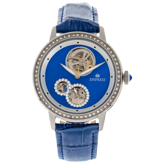 Empress Tatiana Automatic Semi-Skeleton Leather-Band Watch