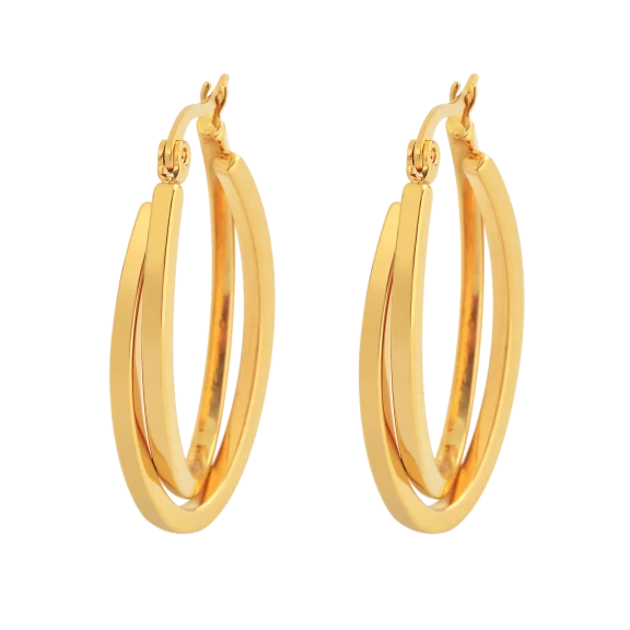 18K Gold-Plated Oval Hoop Earrings