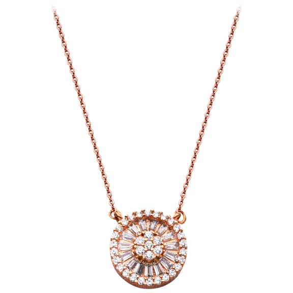 Morgan & Paige Flower Pendant with a Cubic Zirconia Spiral Design Baguettes