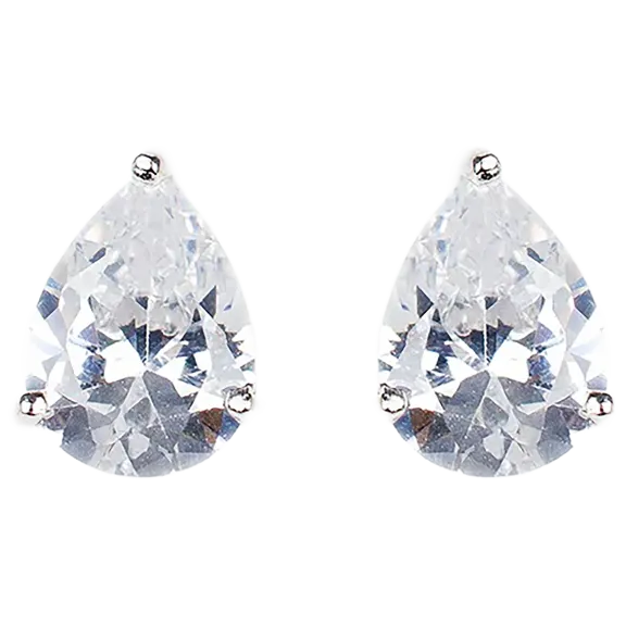 Ice by Jardin 3.0 Carat TW Pear Cubic Zirconia 3-Prong Stud Earrings