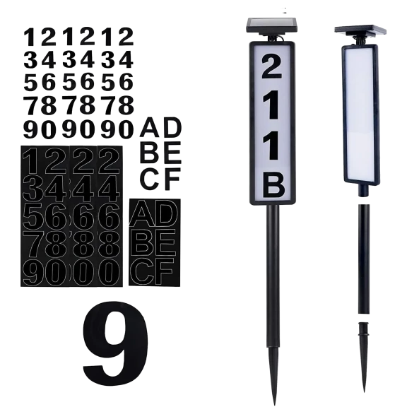 Infinite Basics Placa de Dirección para Casa con Luz LED Solar y Estaca para Sue