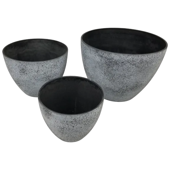 The Speckled Gray Three-Piece Planter Set