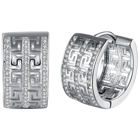 Golden NYC Jewelry White CZ Pave Thick Cut Earrings