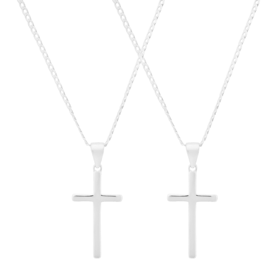 Paquete de 2: Steeltime Collar Hombre Cadena Cuerda con Cruz y Cubana Superplana