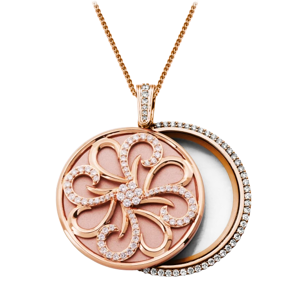 Lux Vue Magnifying Glass & Mirror Rose Gold Pendant Necklace