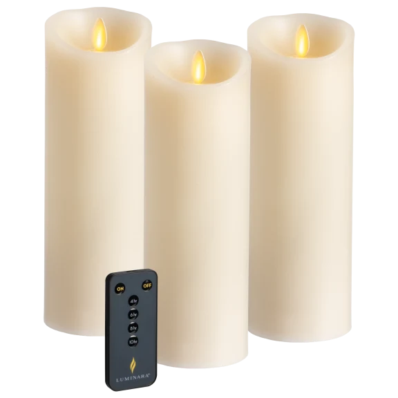 3-Pack: Luminara Flameless 8.5" Pillar Candles with Remote