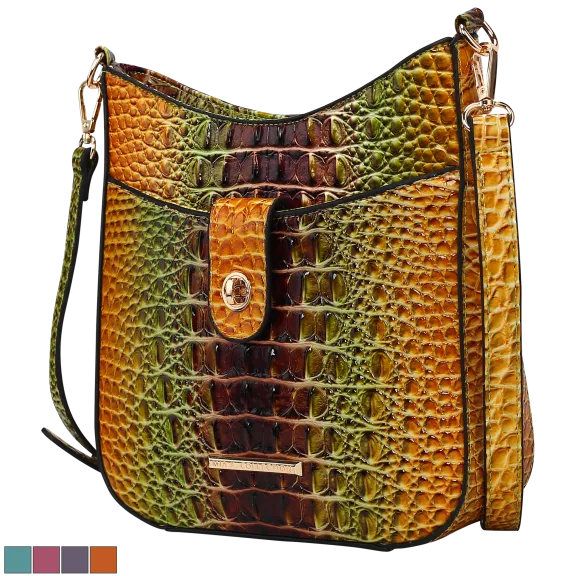 MKF Collection Giovana Rainbow Faux Crocodile-Embossed Crossbody Bag by Mia K.