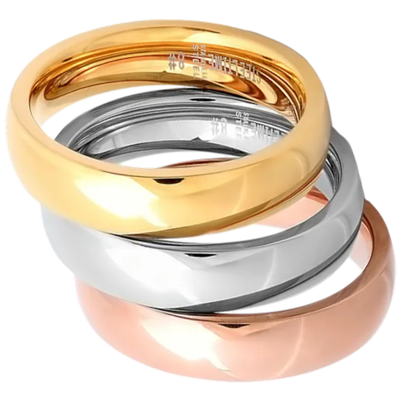 Steeltime Ladies 3-Piece Tri-Color Wedding Band Ring Set