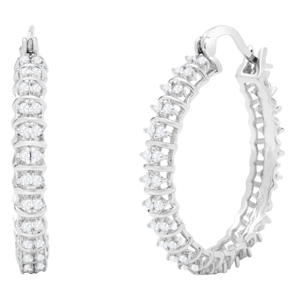 Aretes tipo aro Jaclyn Smith con medio quilate de brillante moissanita