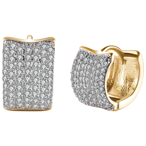 Golden NYC Jewelry Gold Plated Micro-Pave Thick Cut Cubic Zirconia Earrings