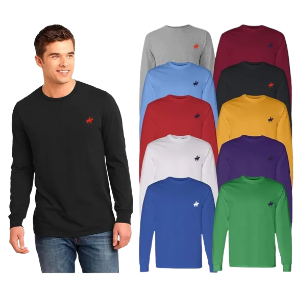 4-Pack: Pacific Polo Club Men's Long Sleeve Crew Neck T-Shirts