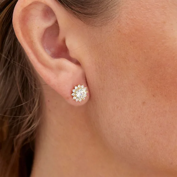 The Brilliant Halo Moissanite Stud Earrings
