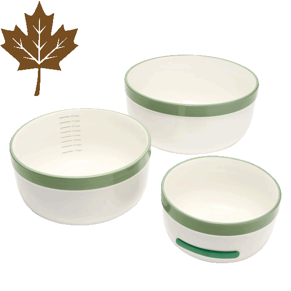 Carla Hall 3-Piece Sweet Heritage Microwavable Nesting Stoneware Mixing Bowls