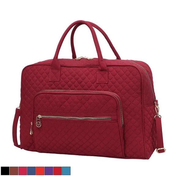 MKF Collection Jayla Solid Quilted Cotton Women’s Duffle Bag by Mia K.