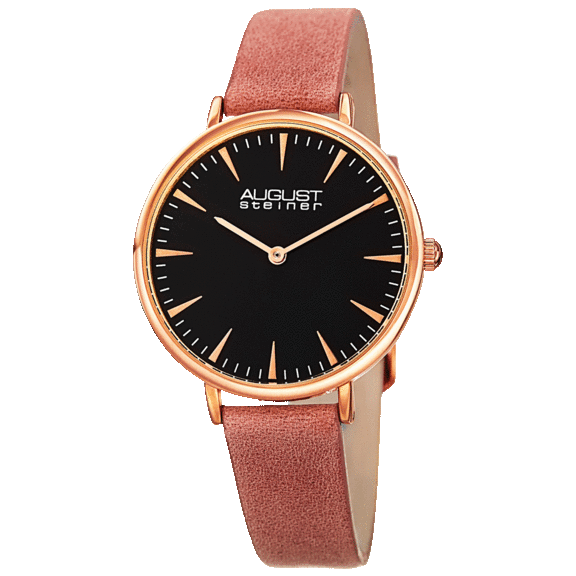 August Steiner Classic Women's Quartz 'Crazy Horse' Leather Strap Watch