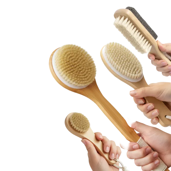 Cheer Collection 4-Piece Exfoliating Shower Body Brush Set