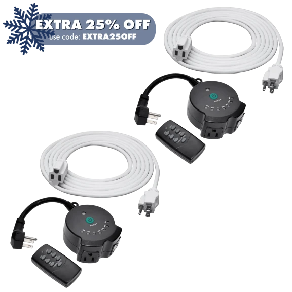 2-Pack: ClearPower Outdoor Lighting Timer with Indoor/Outdoor Extension Cord