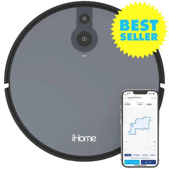 iHome Juno AutoVac Smart Robotic Vacuum with Mapping Technology
