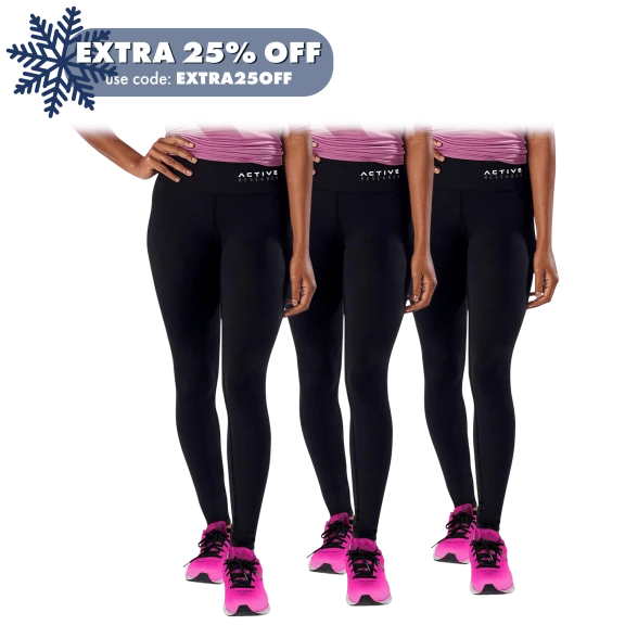 3-Pack: Active Research High-Waisted Slimming Tummy Compression Leggings