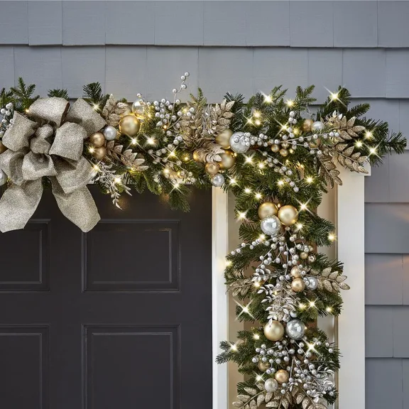 The Cordless Prelit Silver And Champagne Holiday Trim (Garland)