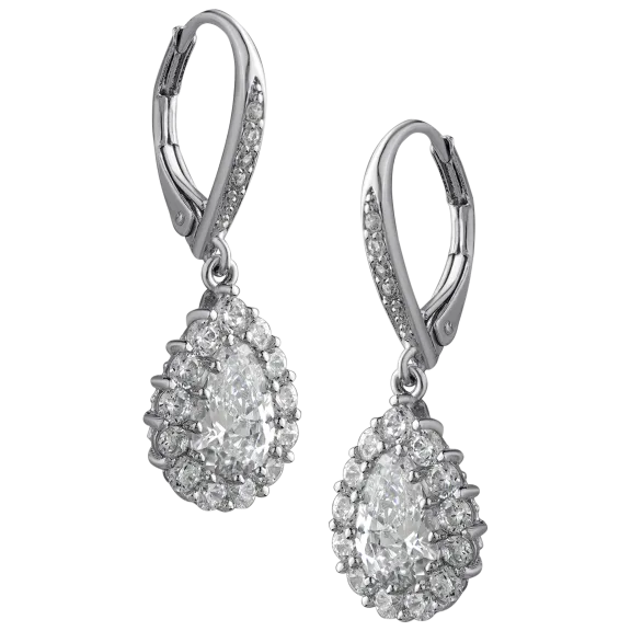 Kenneth Jay Lane 5 Carat TW Pear CZ Pave Dangle Classic Earrings