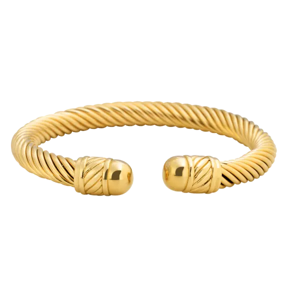 18K Gold-Plated Twisted Cable Cuff Bracelet