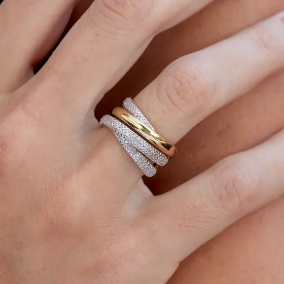 Savvy Cie Diamond .25 Carat TW Cross Over Wide Band