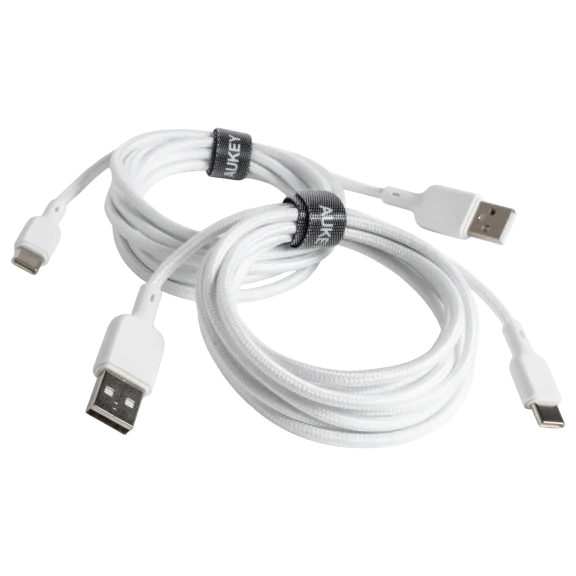 2-Pack: Aukey USB-A to USB-C 6' 15W PVC Woven Cable