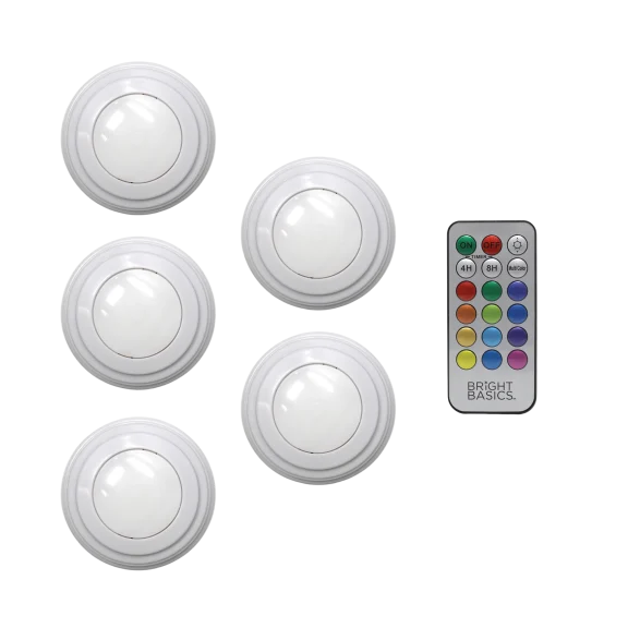 5-Pack: Bright Basics Color Changing Wireless LED Lights