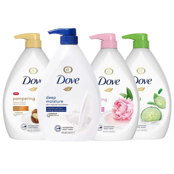 4-Pack: Dove Shower Gel Body Wash with Pump