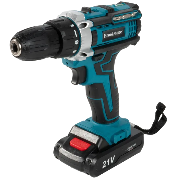 Brookstone 21V Power Drill with Accessories & Carry Case