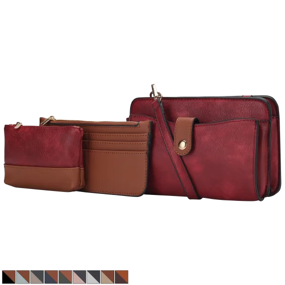 MKF Collection Muriel Vegan Leather Crossbody Bag & Card Holder Set by Mia K.