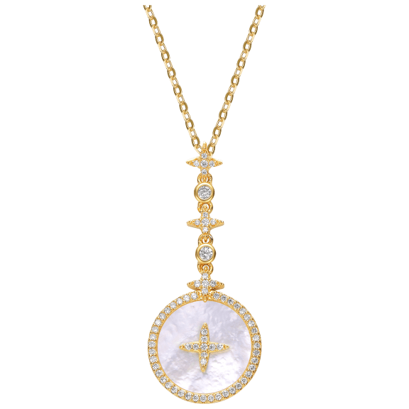Genevive Sterling Silver 14K Gold Plated and CZ Pendant Necklace