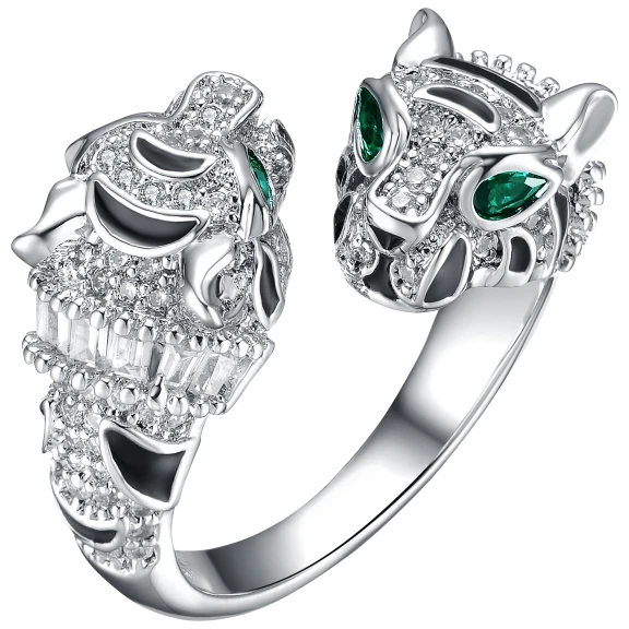 Genevive Rhodium Plated Panther Bypass Ring