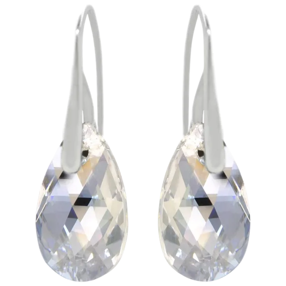 Golden NYC Jewelry White Gold Plated CZ Pear Cut Shaped Dangling Earrings